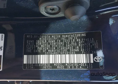 2024 Toyota Corolla Le z USA, uszkodzony, nr VIN 5YFB4MDE1RP081684